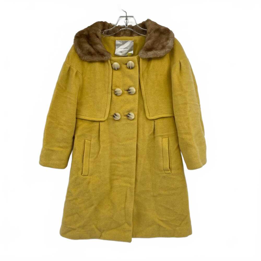 Leifsdottir Yellow Wool Mohair Pea Coat | Women’s Size 4